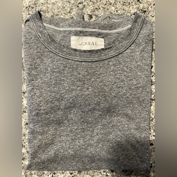 THE GREAT Gray Crew Neck Short Sleeve Shirt size 3 - Picture 9 of 15